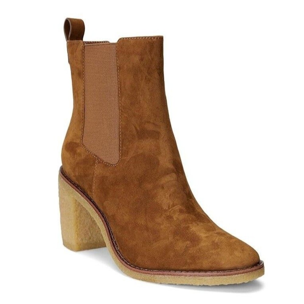Ralph Lauren Womens 10 B Whiskey Brown Suede Marianna Ankle Booties DISPLAY IK3